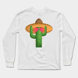 Saguaro Cactus Cartoon Character Long Sleeve T-Shirt